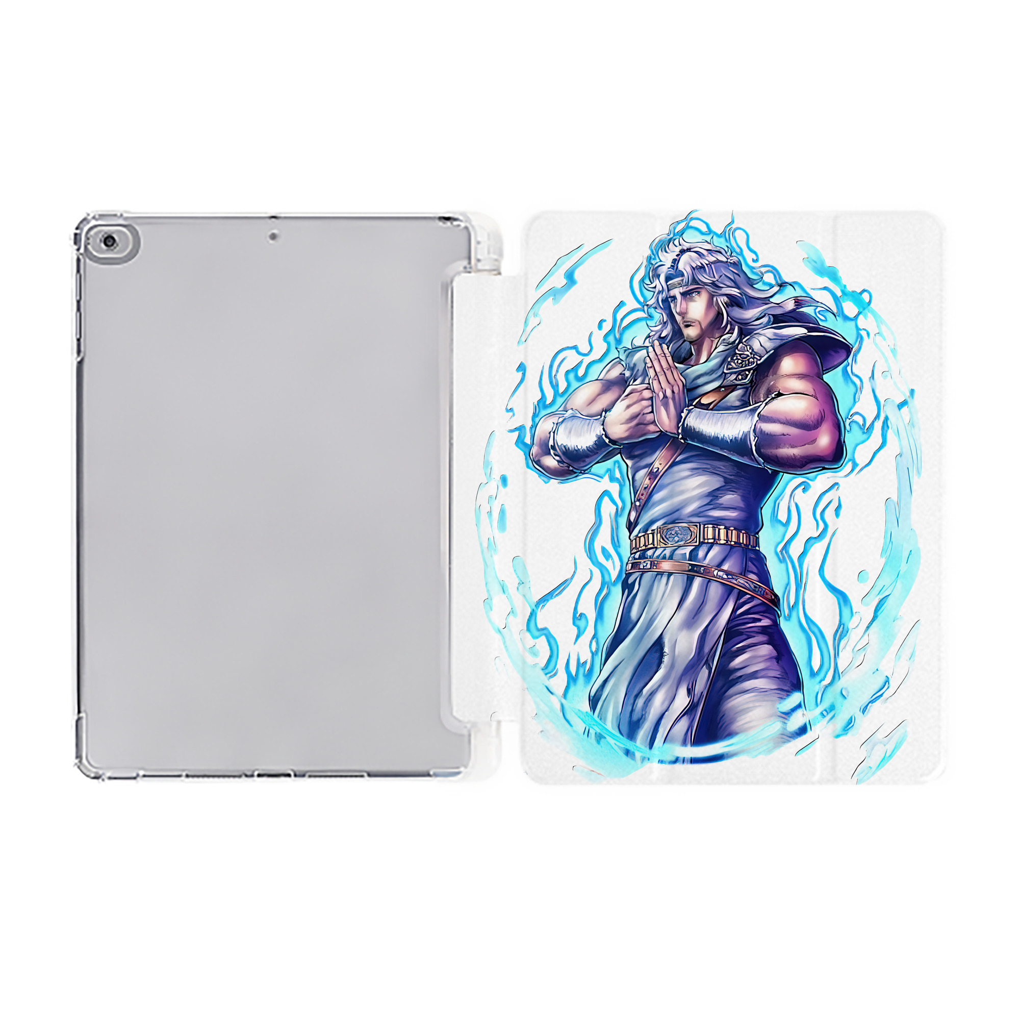 （画像用） 北斗の拳 Fist of the North Star IPad ケース ペン収納付き 三つ折りスタンド PUレザー×シリコン 対応機種9.5/10.5/10.9インチ